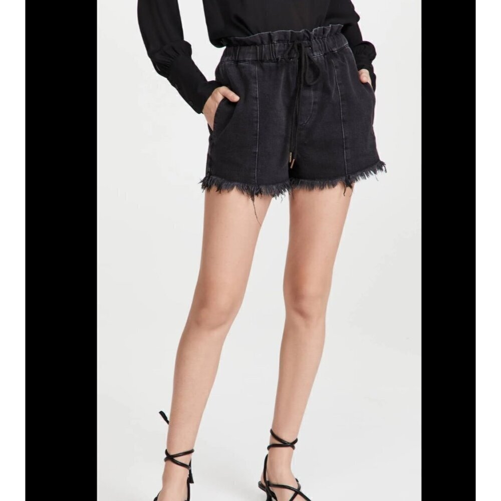 Pistola elastic waist Highrise denim shorts, black, Size M N43